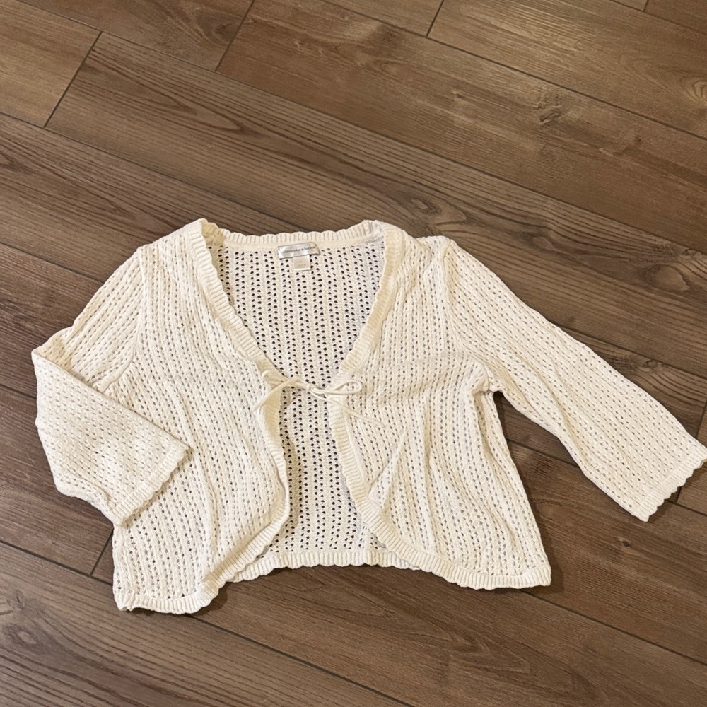 *Christopher & Banks Cream Open-Front Cardigan